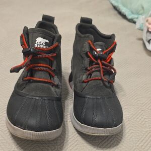 Sorel Kids Black and Red Lace-Up Boots